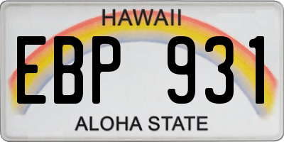 HI license plate EBP931
