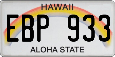HI license plate EBP933