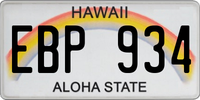 HI license plate EBP934
