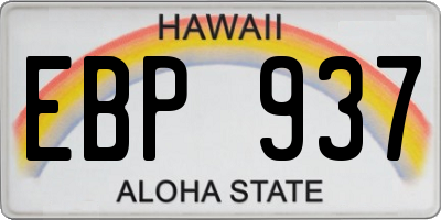 HI license plate EBP937