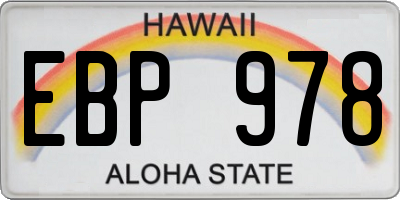 HI license plate EBP978