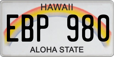 HI license plate EBP980
