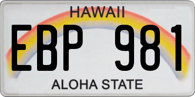 HI license plate EBP981