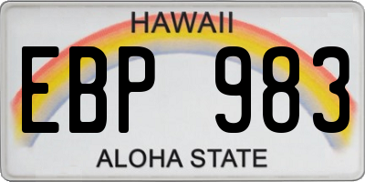 HI license plate EBP983