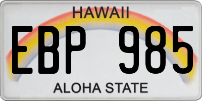 HI license plate EBP985