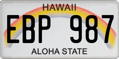 HI license plate EBP987