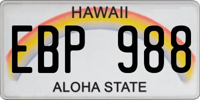 HI license plate EBP988