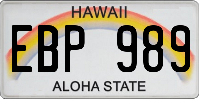 HI license plate EBP989