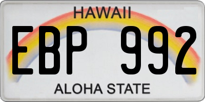 HI license plate EBP992