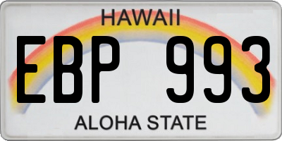 HI license plate EBP993