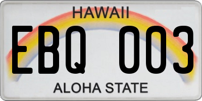 HI license plate EBQ003