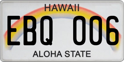 HI license plate EBQ006