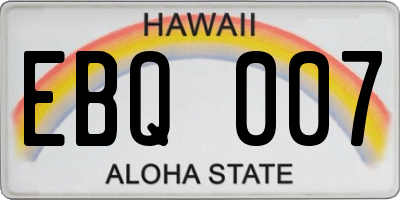 HI license plate EBQ007