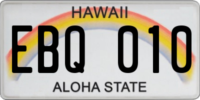 HI license plate EBQ010