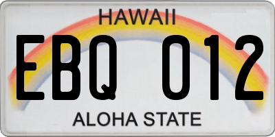 HI license plate EBQ012