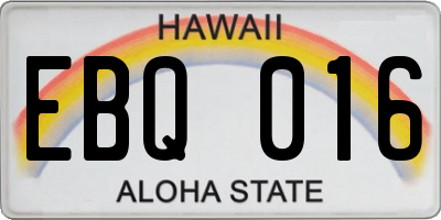HI license plate EBQ016