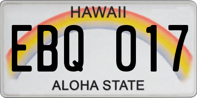 HI license plate EBQ017