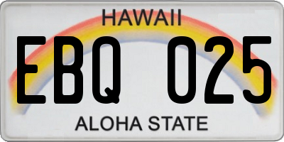 HI license plate EBQ025