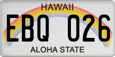 HI license plate EBQ026