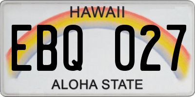 HI license plate EBQ027