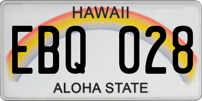 HI license plate EBQ028