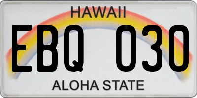 HI license plate EBQ030
