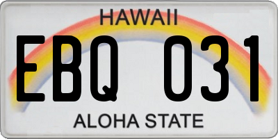 HI license plate EBQ031