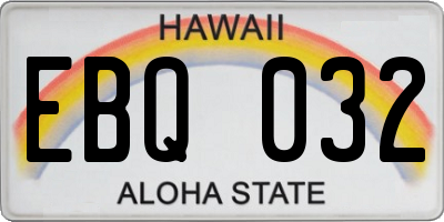 HI license plate EBQ032