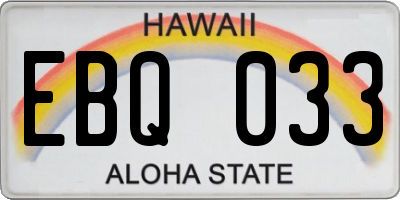 HI license plate EBQ033