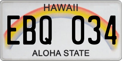 HI license plate EBQ034