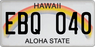 HI license plate EBQ040