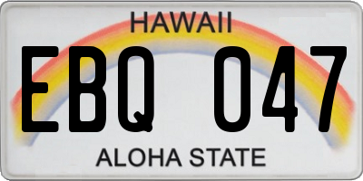 HI license plate EBQ047