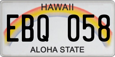 HI license plate EBQ058