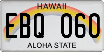 HI license plate EBQ060
