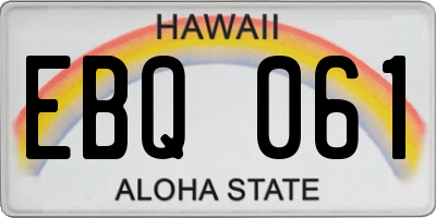 HI license plate EBQ061