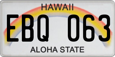 HI license plate EBQ063