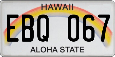 HI license plate EBQ067