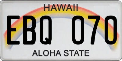 HI license plate EBQ070