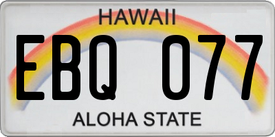 HI license plate EBQ077