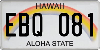 HI license plate EBQ081