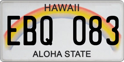 HI license plate EBQ083