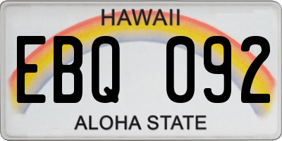 HI license plate EBQ092