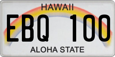 HI license plate EBQ100
