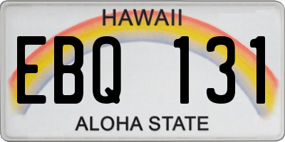 HI license plate EBQ131