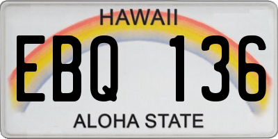 HI license plate EBQ136
