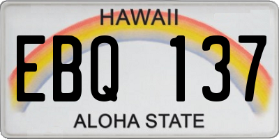 HI license plate EBQ137