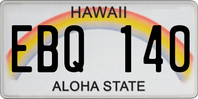 HI license plate EBQ140