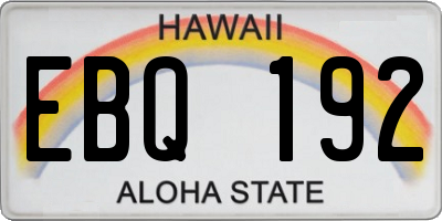 HI license plate EBQ192