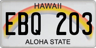 HI license plate EBQ203