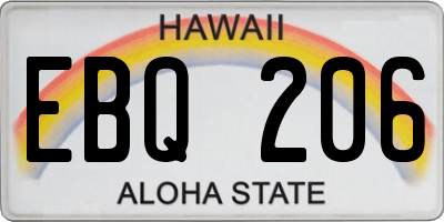 HI license plate EBQ206